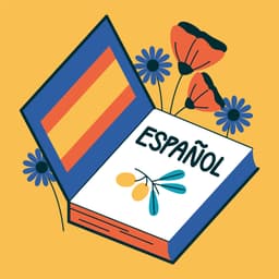 Flowers and an open book that says español.